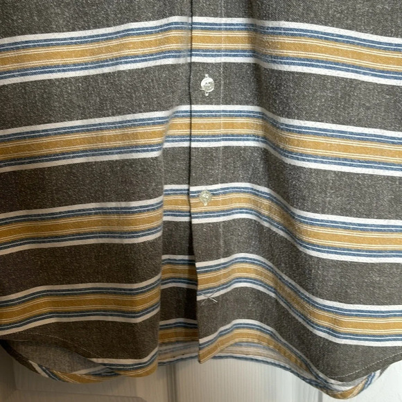 Oh Dawn Copenhagen men’s gray striped button down flannel shirt size large - Picture 5 of 10